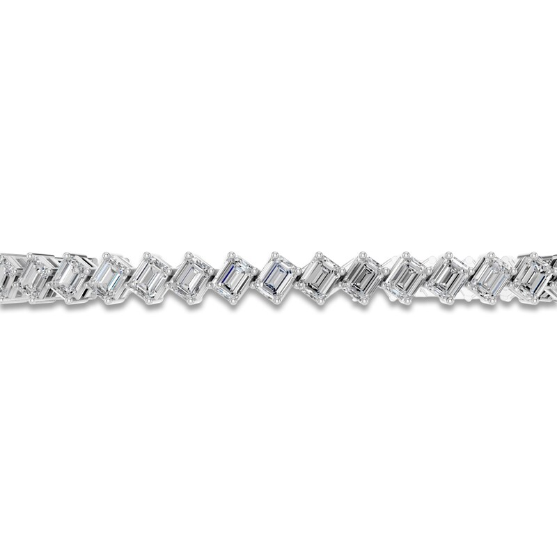 Main Image 2 of Emerald-Cut Lab-Grown Diamond Tennis Bracelet 5 ct tw 14K White Gold 7"