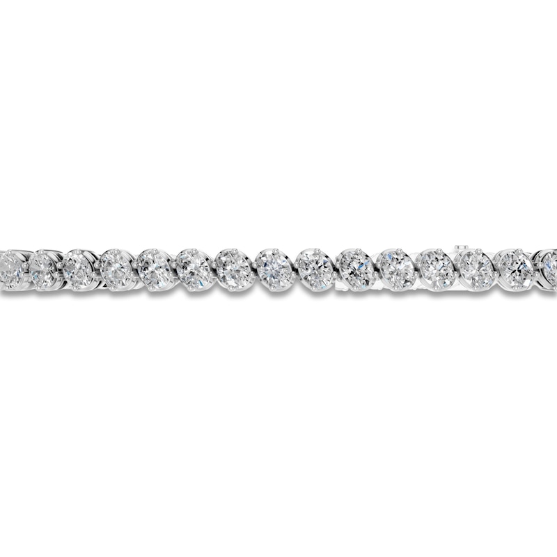 Main Image 2 of Oval-Cut Lab-Grown Diamond Tennis Bracelet 5 ct tw 14K White Gold 7"