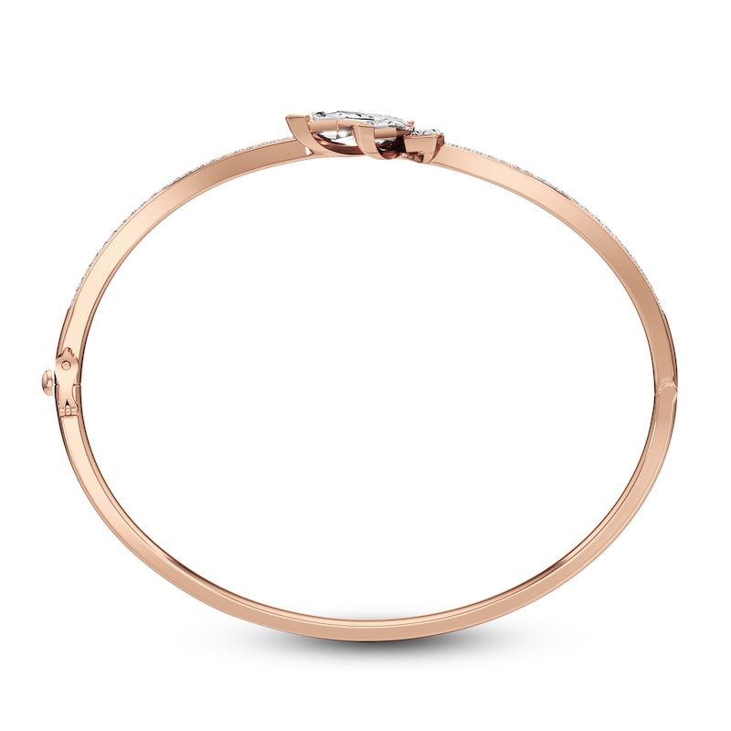 Main Image 2 of J'Lure Kite Step-Cut Lab-Grown Diamond Three-Stone Bangle Bracelet 2-1/3 ct tw 14K Rose Gold