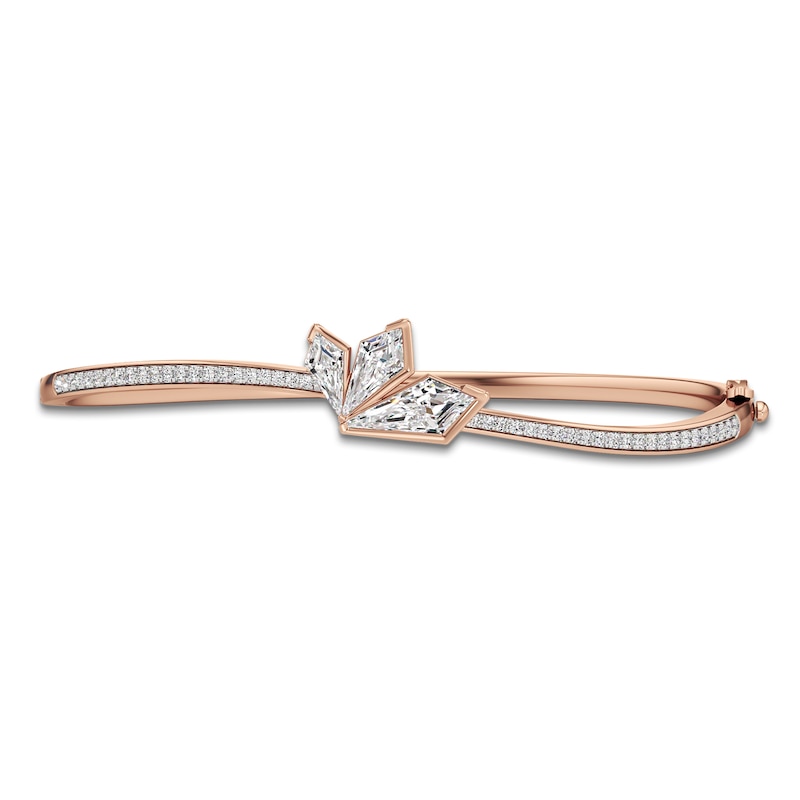 Main Image 3 of J'Lure Kite Step-Cut Lab-Grown Diamond Three-Stone Bangle Bracelet 2-1/3 ct tw 14K Rose Gold