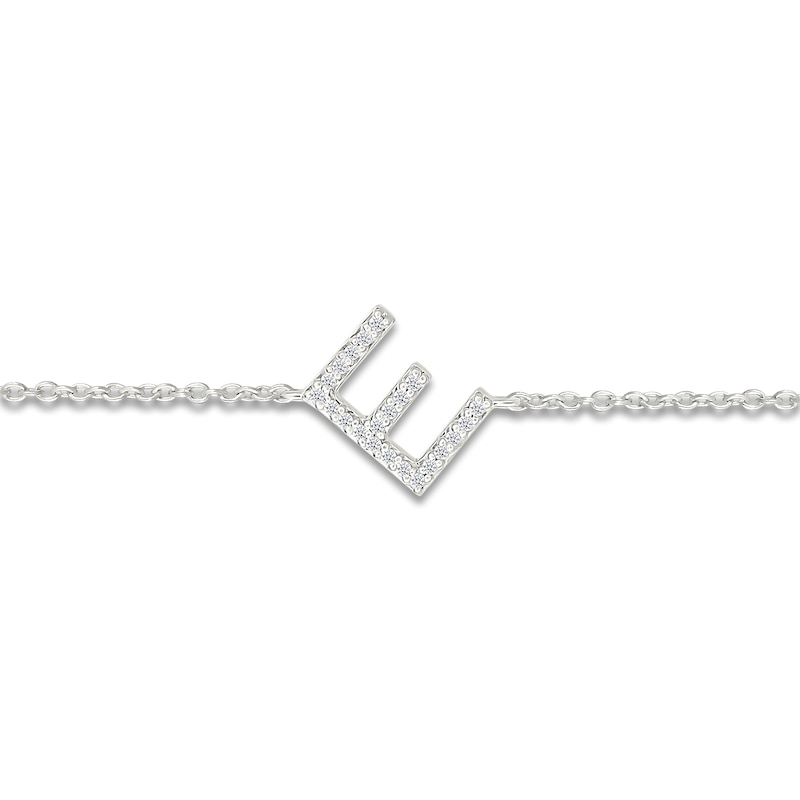 Main Image 2 of Diamond Initial E Bracelet 1/15 ct tw 10K White Gold 7.5"