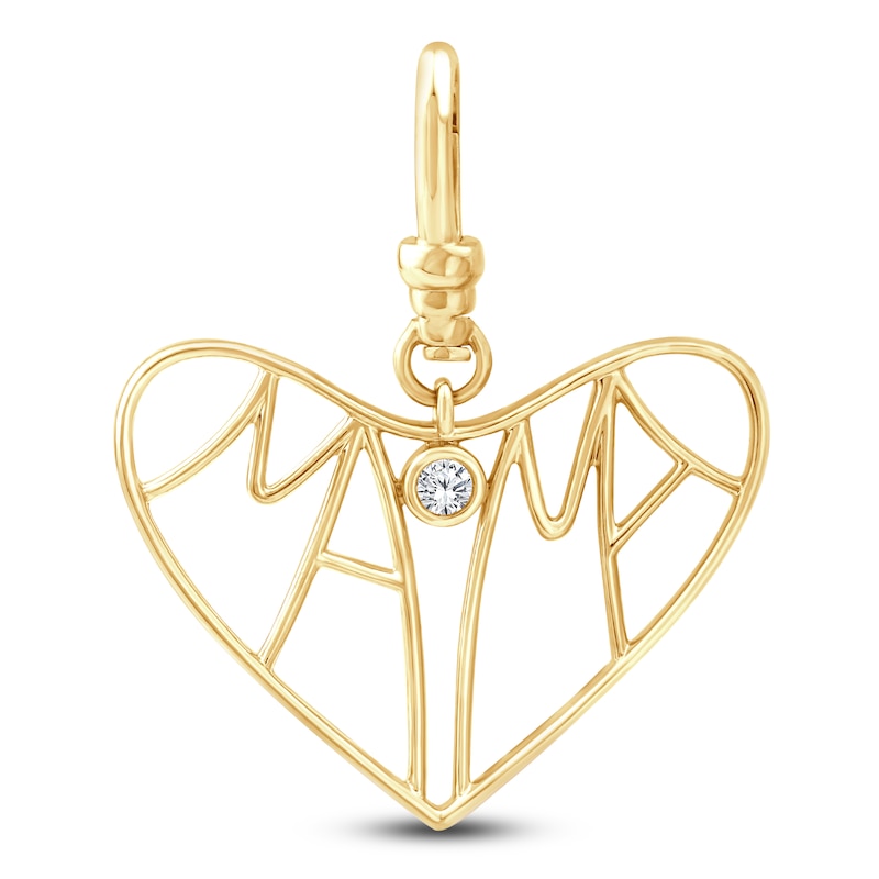 Main Image 1 of Charm'd by Lulu Frost Diamond "Mama" Heart Charm 1/20 ct tw 10K Yellow Gold