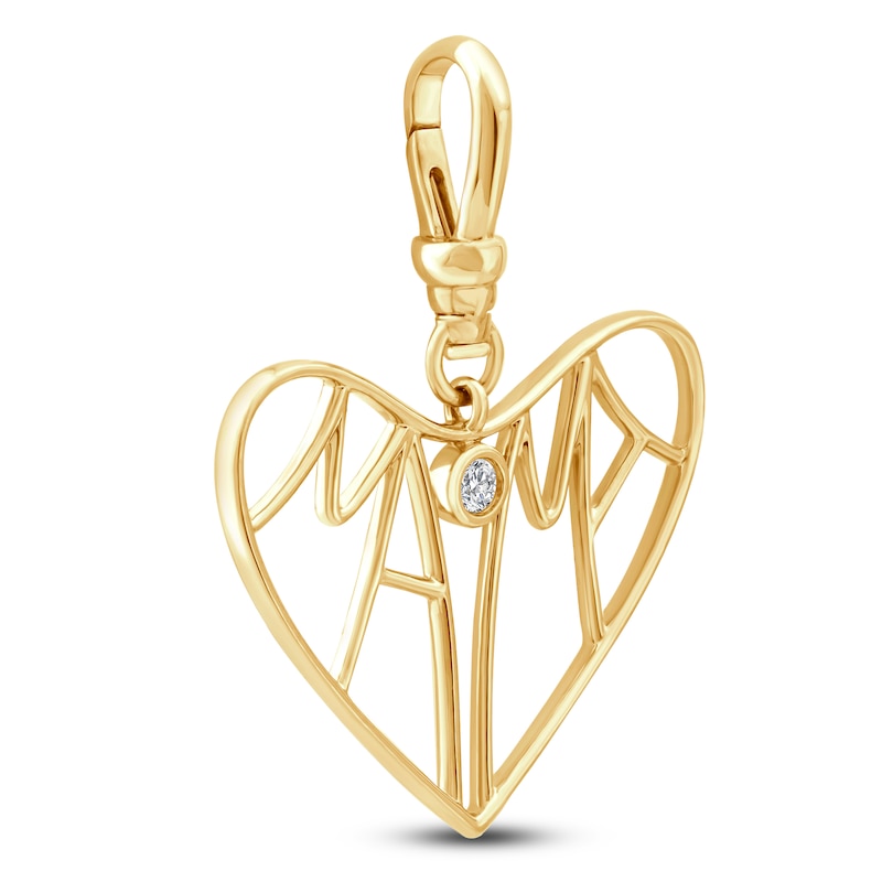 Main Image 2 of Charm'd by Lulu Frost Diamond "Mama" Heart Charm 1/20 ct tw 10K Yellow Gold