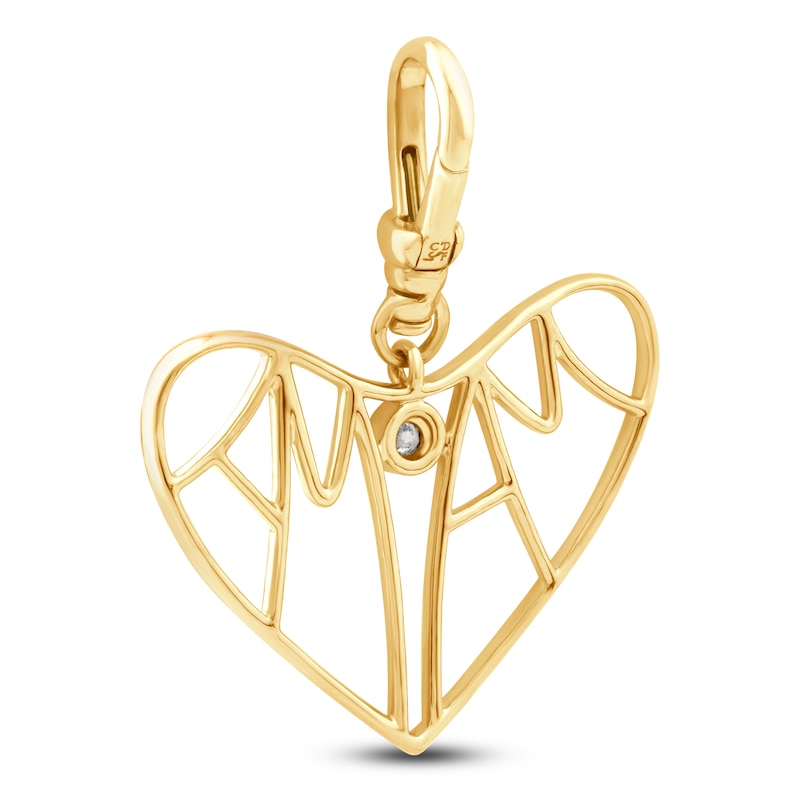 Main Image 3 of Charm'd by Lulu Frost Diamond "Mama" Heart Charm 1/20 ct tw 10K Yellow Gold
