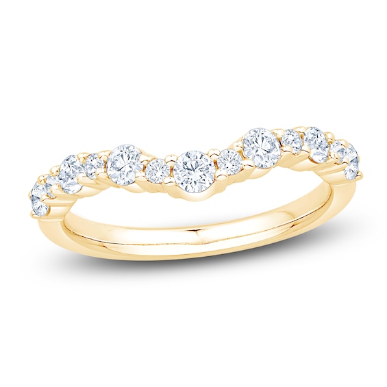 Chosen Certified Diamond Alternating Chevron Anniversary Ring 5/8 ct tw 14K Yellow Gold