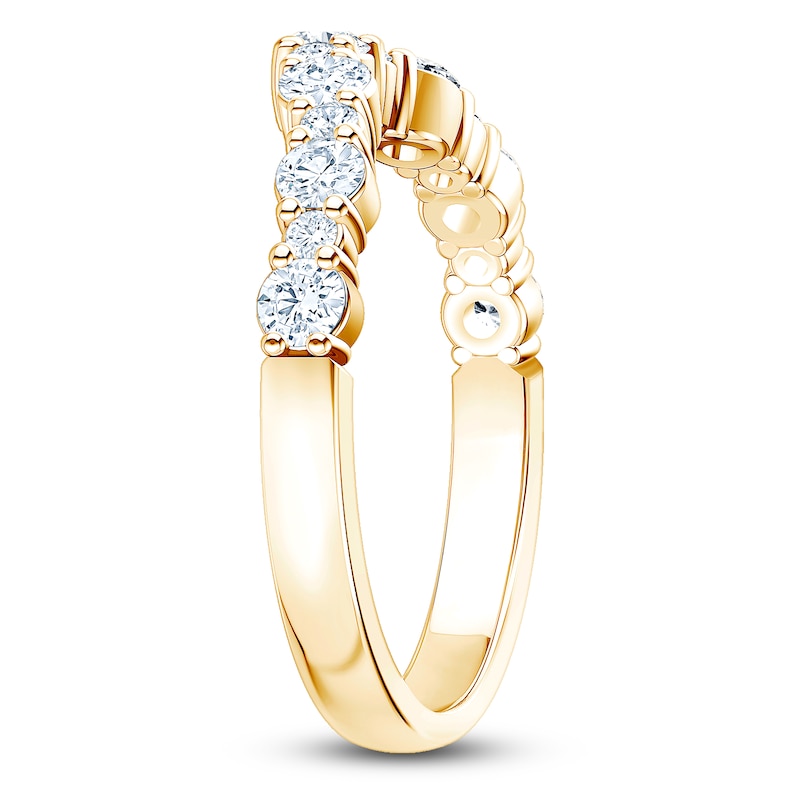 Main Image 2 of Certified Diamond Alternating Chevron Anniversary Ring 5/8 ct tw 14K Yellow Gold