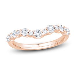 Certified Diamond Alternating Chevron Anniversary Ring 5/8 ct tw 14K Rose Gold