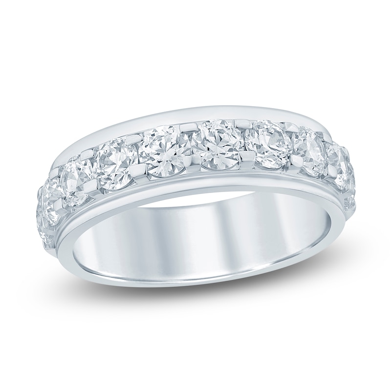 Main Image 1 of Men's Lab-Grown Diamond Stepped Edge Band 3 ct tw 14K White Gold