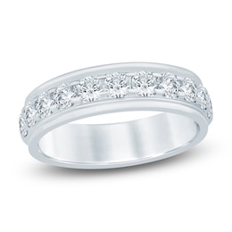 Men's Lab-Grown Diamond Stepped Edge Band 1-1/2 ct tw 14K White Gold