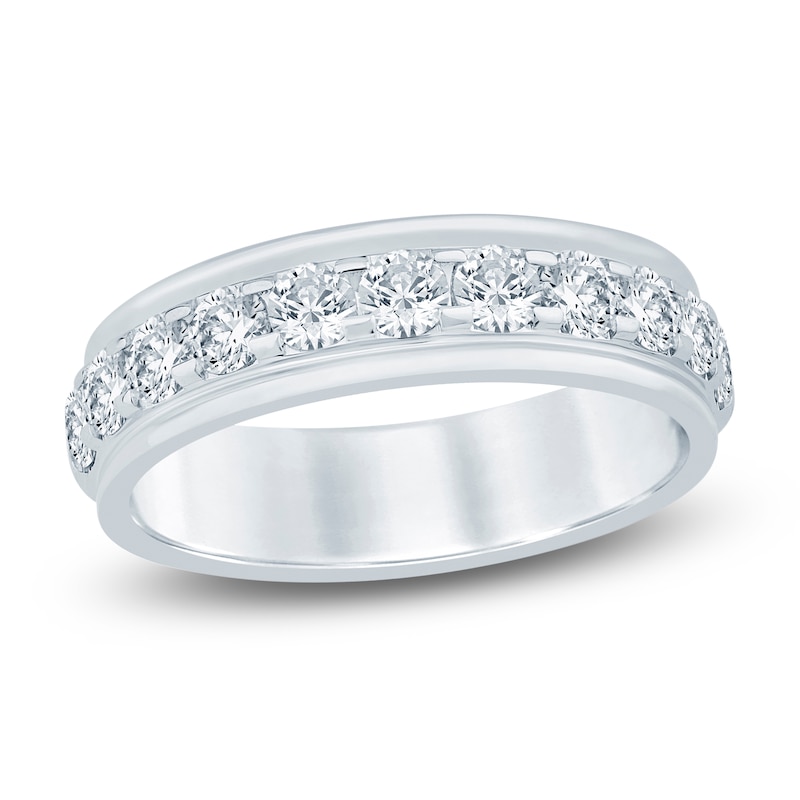 Main Image 1 of Men's Lab-Grown Diamond Stepped Edge Band 1-1/2 ct tw 14K White Gold