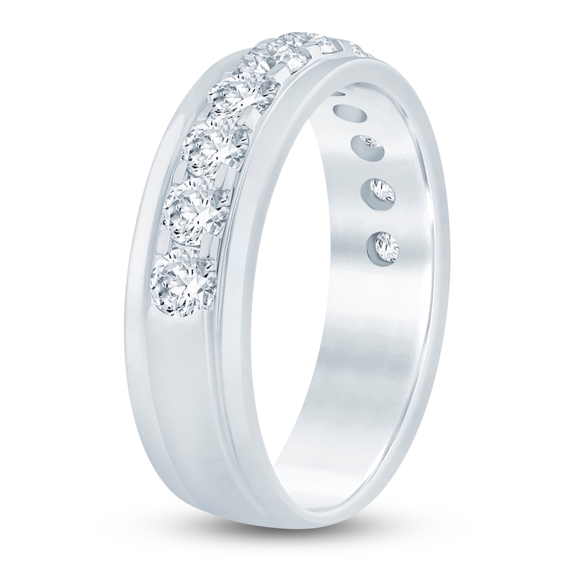 Main Image 2 of Men's Lab-Grown Diamond Stepped Edge Band 1-1/2 ct tw 14K White Gold