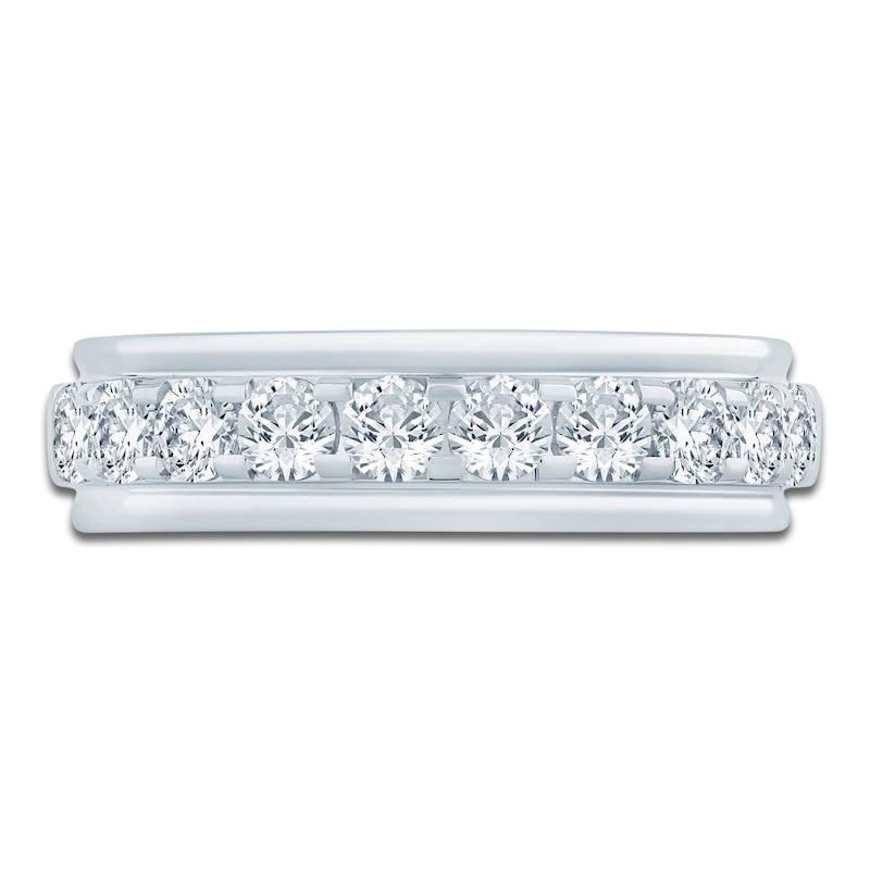 Main Image 3 of Men's Lab-Grown Diamond Stepped Edge Band 1-1/2 ct tw 14K White Gold