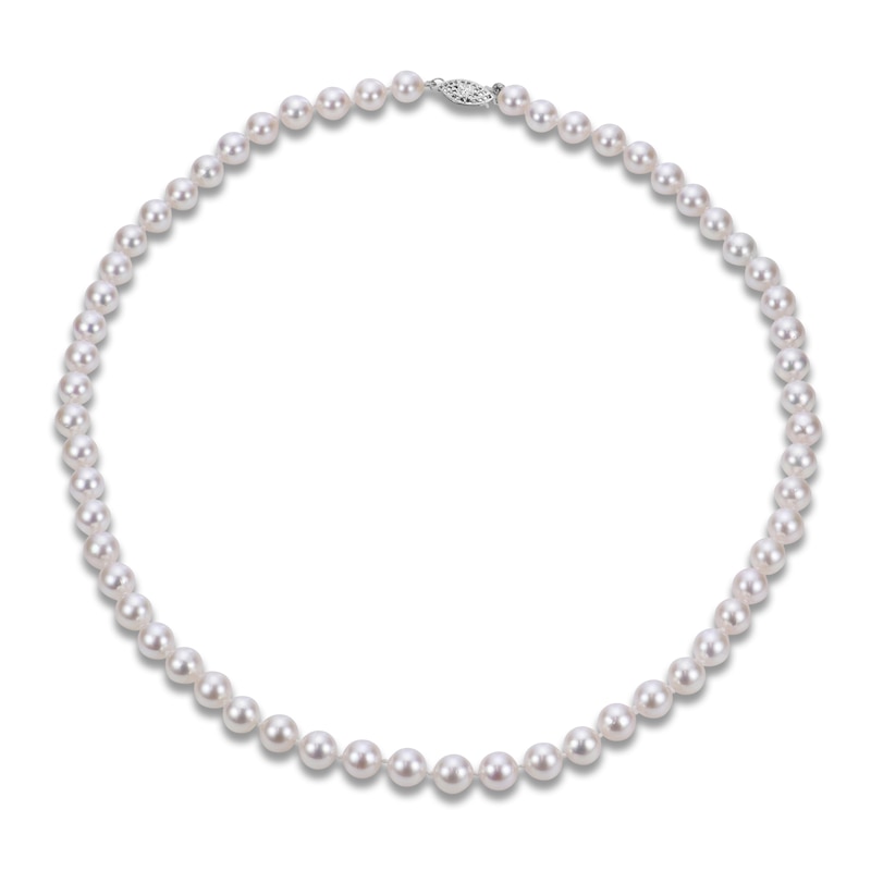 Main Image 1 of Akoya Cultured Pearl Necklace 14K White Gold 6.5-7mm 18"