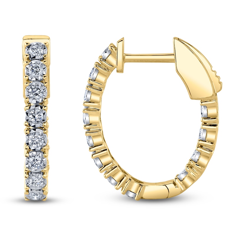 Main Image 1 of Shy Creation Diamond Inside-Out Hoop Earrings 3/8 ct tw 14K Yellow Gold SC55009479H0.75