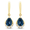 Thumbnail Image 1 of Montana Blue Pear-Shaped Natural Sapphire & Diamond Drop Earrings 1/15 ct tw 14K Yellow Gold