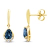 Thumbnail Image 2 of Montana Blue Pear-Shaped Natural Sapphire & Diamond Drop Earrings 1/15 ct tw 14K Yellow Gold