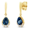 Thumbnail Image 3 of Montana Blue Pear-Shaped Natural Sapphire & Diamond Drop Earrings 1/15 ct tw 14K Yellow Gold