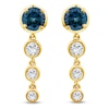 Thumbnail Image 1 of Montana Blue Round-Cut Natural Sapphire & Diamond Graduated Drop Earrings 1/4 ct tw 14K Yellow Gold