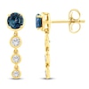 Thumbnail Image 2 of Montana Blue Round-Cut Natural Sapphire & Diamond Graduated Drop Earrings 1/4 ct tw 14K Yellow Gold
