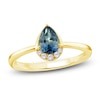 Thumbnail Image 1 of Montana Blue Pear-Shaped Natural Sapphire & Diamond Ring 1/20 ct tw 14K Yellow Gold