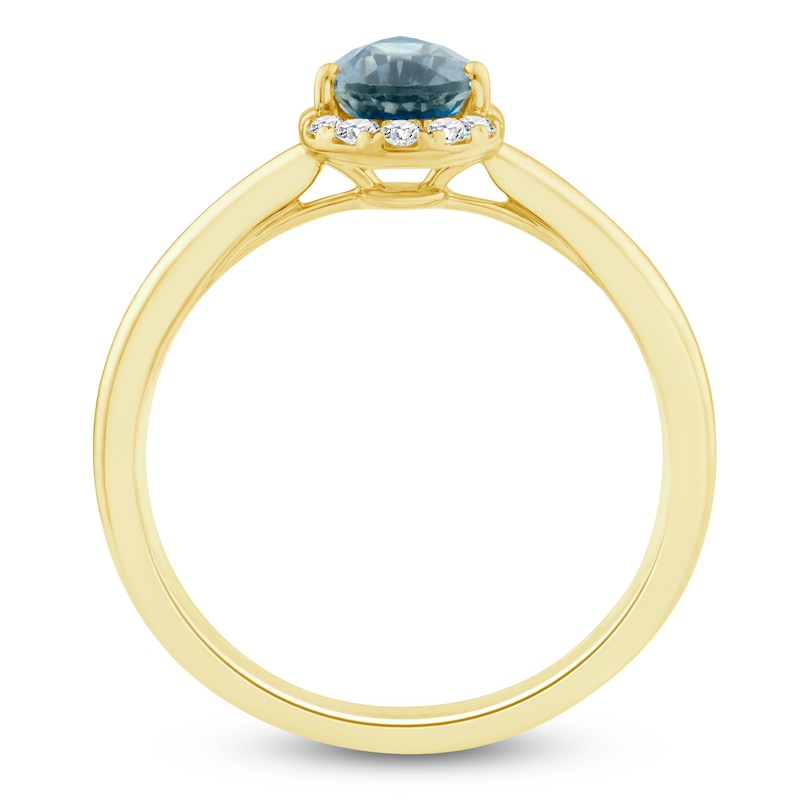Main Image 2 of Montana Blue Pear-Shaped Natural Sapphire & Diamond Ring 1/20 ct tw 14K Yellow Gold