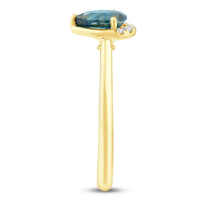 Main Image 3 of Montana Blue Pear-Shaped Natural Sapphire & Diamond Ring 1/20 ct tw 14K Yellow Gold