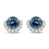 Thumbnail Image 1 of Montana Blue Round-Cut Natural Sapphire & Diamond Stud Earrings 1/15 ct tw 14K White Gold
