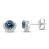 Thumbnail Image 2 of Montana Blue Round-Cut Natural Sapphire & Diamond Stud Earrings 1/15 ct tw 14K White Gold