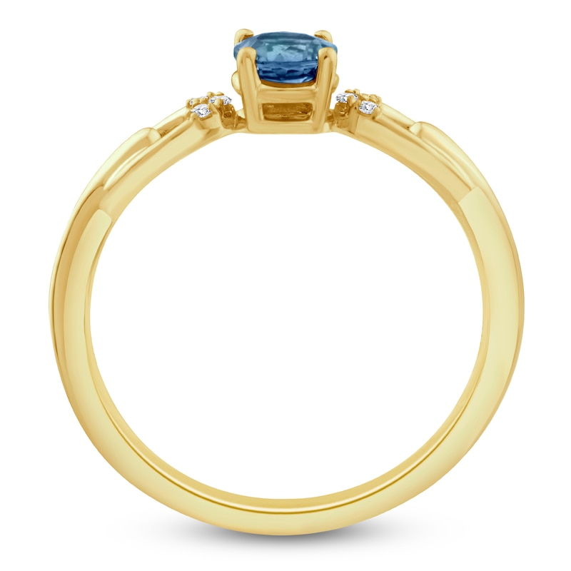 Main Image 2 of Montana Blue Round-Cut Natural Sapphire & Diamond Accent Ring 14K Yellow Gold
