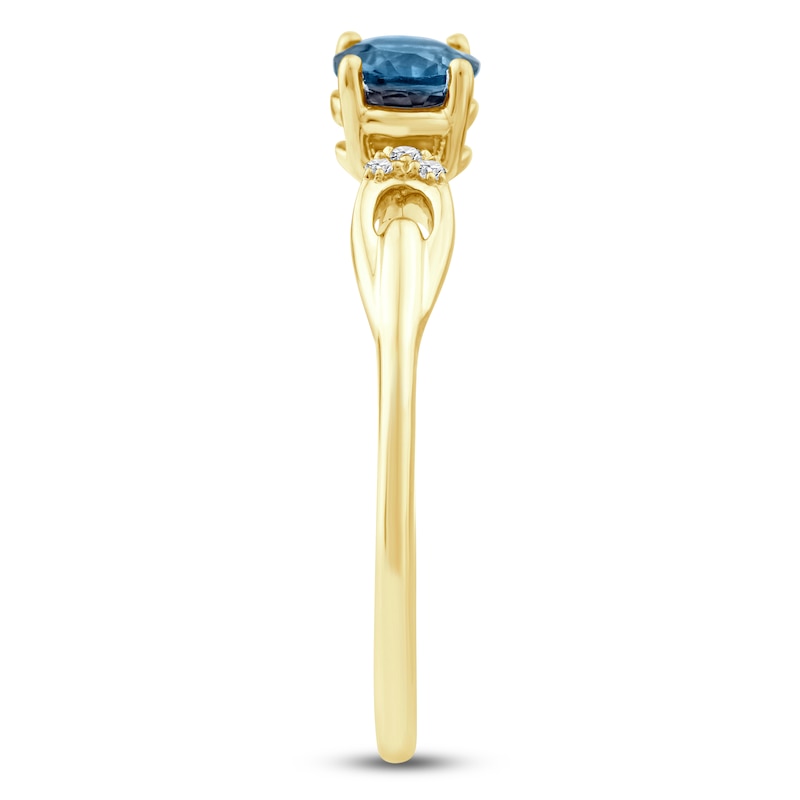 Main Image 3 of Montana Blue Round-Cut Natural Sapphire & Diamond Accent Ring 14K Yellow Gold