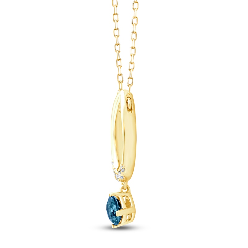 Main Image 2 of Montana Blue Round-Cut Natural Sapphire & Diamond Accent Oval Drop Necklace ct tw 14K Yellow Gold 18"