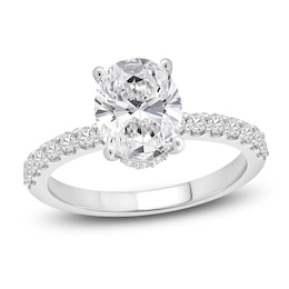 Lab-Grown Diamond Engagement Ring 3-1/2 ct tw Oval/Round 14K White Gold