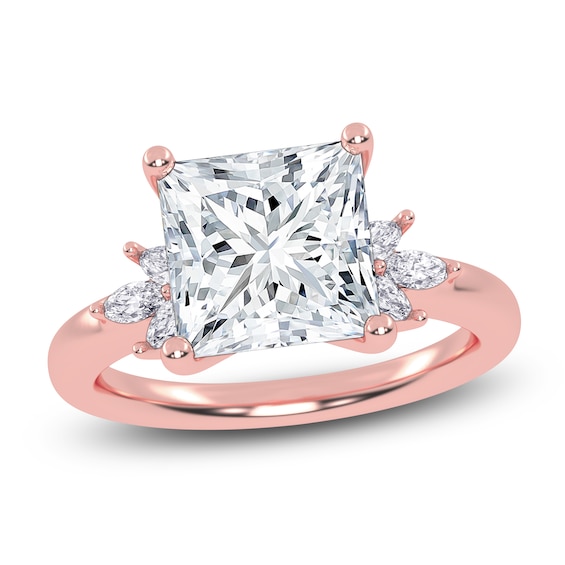 Princess-Cut Lab-Grown Diamond Engagement Ring 3-1/6 ct tw 14K Rose Gold