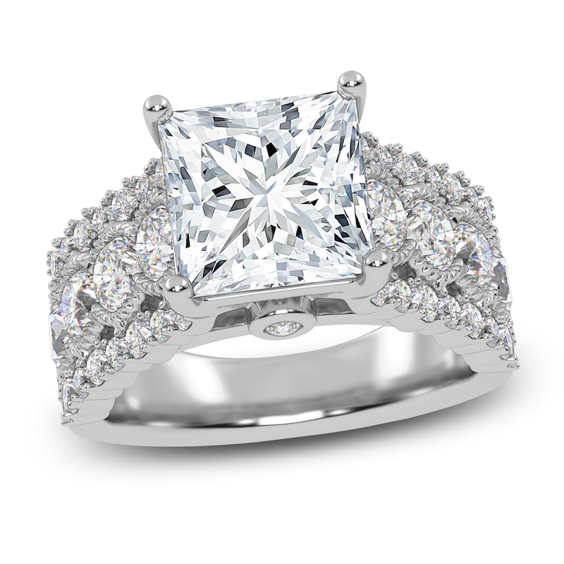Main Image 1 of Princess-Cut Lab-Grown Diamond Engagement Ring 4-3/4 ct tw 14K White Gold