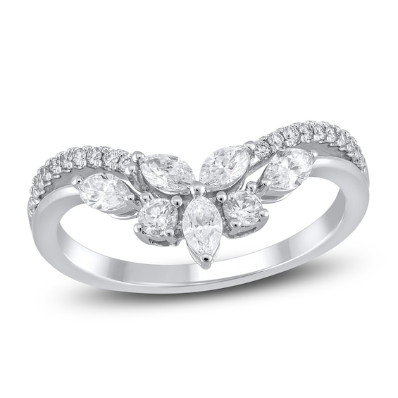 Chosen Certified Diamond Marquise & Round-Cut Contour Ring 5/8 ct tw 14K White Gold