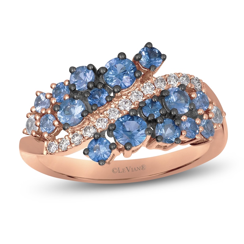 Main Image 1 of Le Vian Denim Ombré Sapphire & White Sapphire Scatter Ring 1/8 ct tw Diamonds 14K Strawberry Gold
