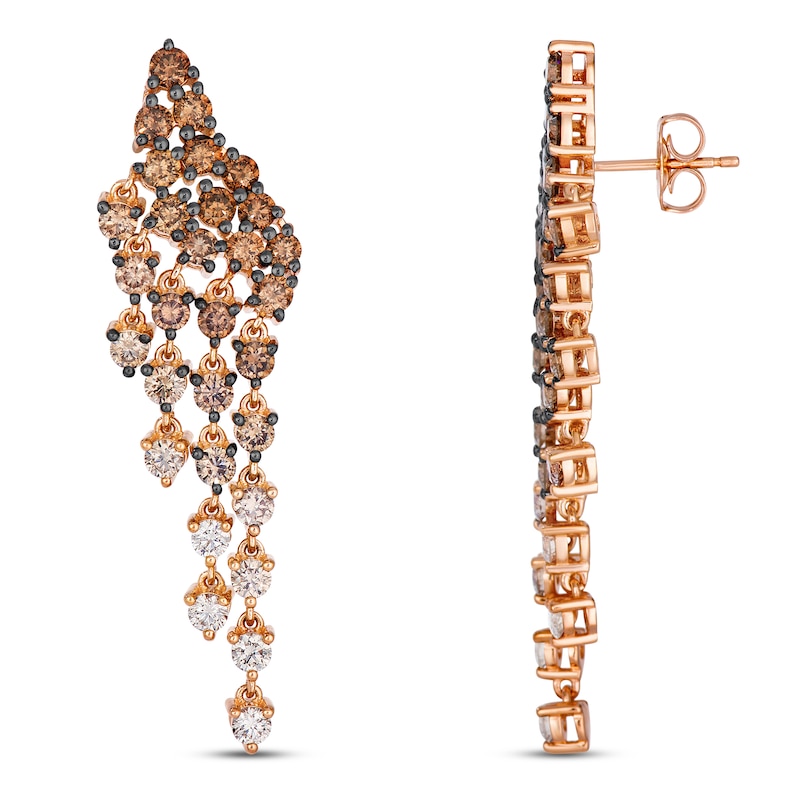 Main Image 1 of Le Vian Chocolate Ombré Diamond Cascading Chandelier Earrings 3-7/8 ct tw 14K Strawberry Gold