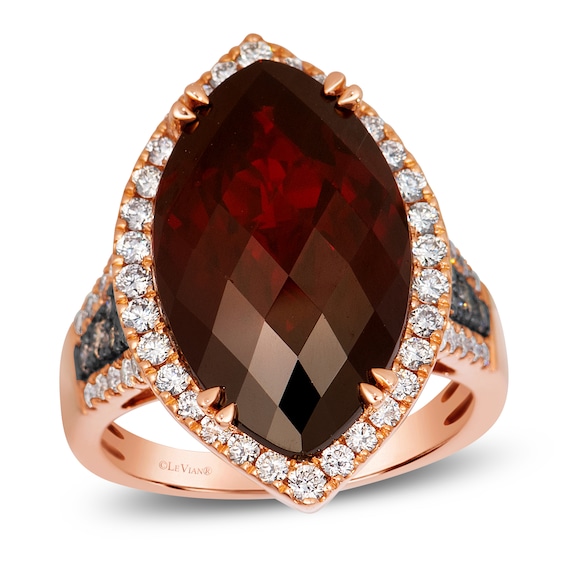 Le Vian Marquise-Cut Natural Garnet Ring 1 ct tw Diamonds 14K Strawberry Gold