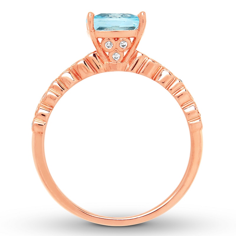 Aquamarine Engagement Ring 1/8 ct w Diamonds 14K Rose Gold