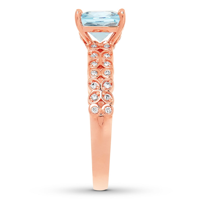 Aquamarine Engagement Ring 1/8 ct w Diamonds 14K Rose Gold