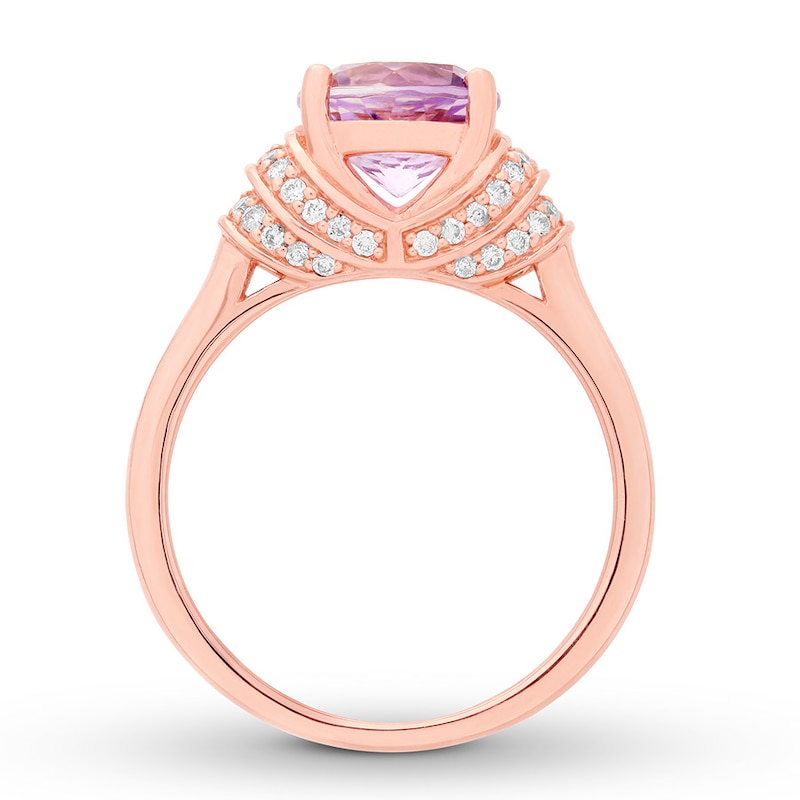 Amethyst Engagement Ring 1/5 ct tw Diamonds 14K Rose Gold