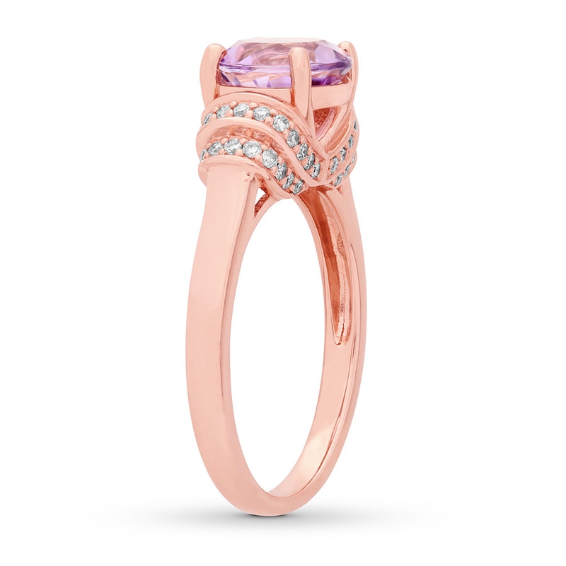 Amethyst Engagement Ring 1/5 ct tw Diamonds 14K Rose Gold