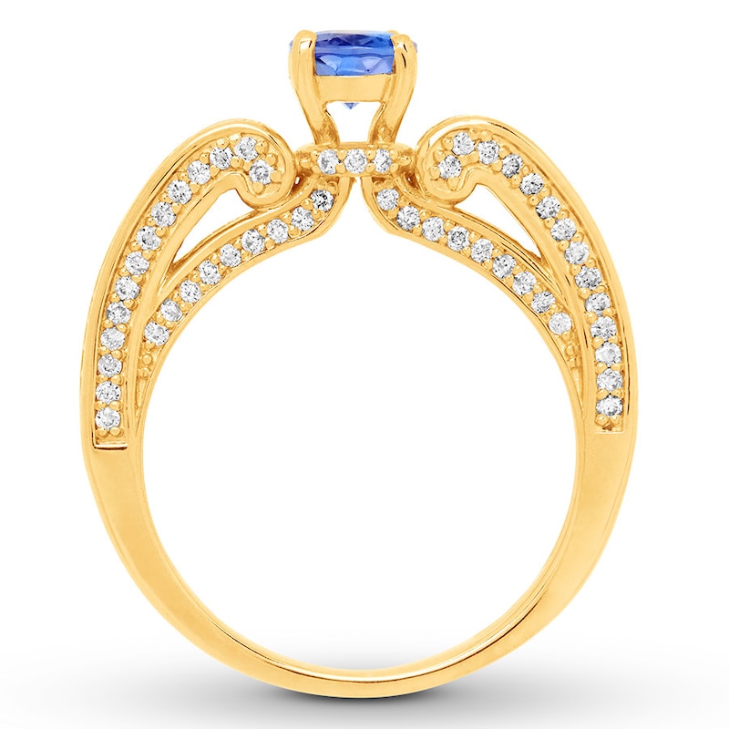 Tanzanite Engagement Ring 1/2 ct tw Diamonds 14K Yellow Gold
