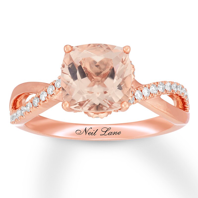 Main Image 1 of Neil Lane Morganite Ring 1/3 ct tw Diamonds 14K Rose Gold