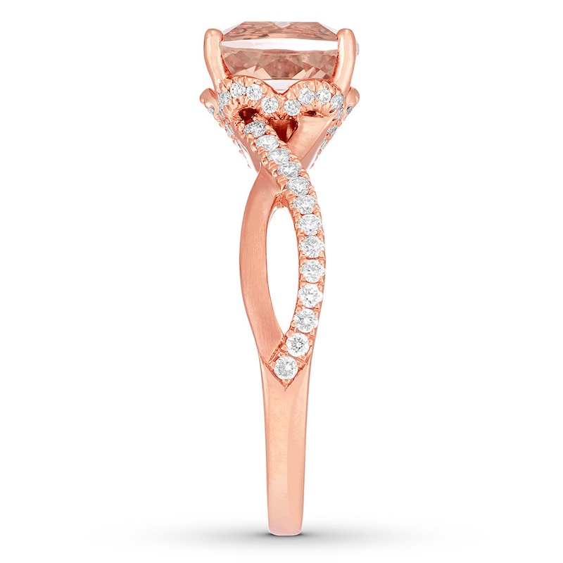 Main Image 3 of Neil Lane Morganite Ring 1/3 ct tw Diamonds 14K Rose Gold