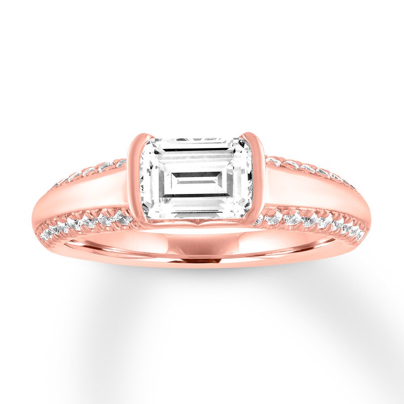 Diamond Engagement Ring 1-1/5 ct tw Emerald-cut 14K Rose Gold