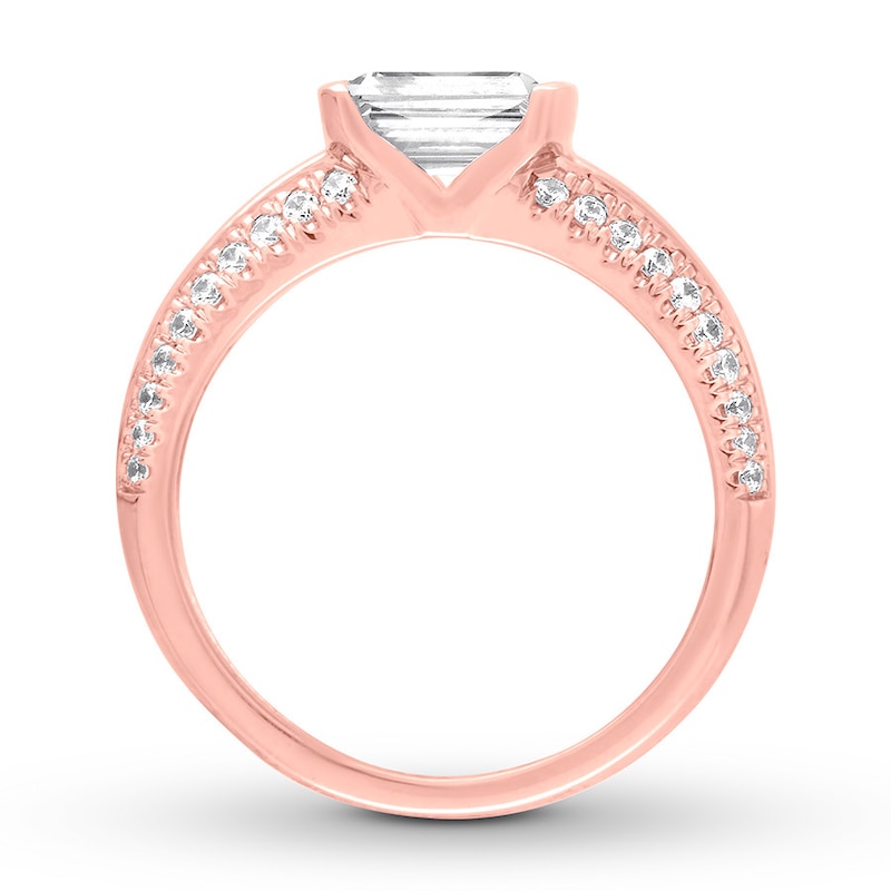 Diamond Engagement Ring 1-1/5 ct tw Emerald-cut 14K Rose Gold