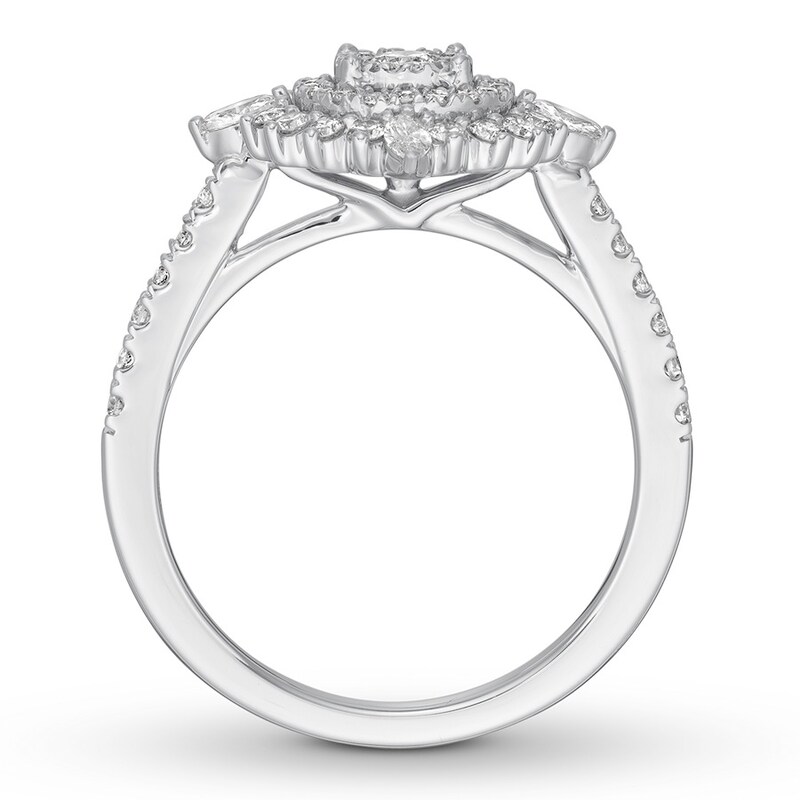 Diamond Engagement Ring 5/8 ct tw Round/Marquise 14K White Gold