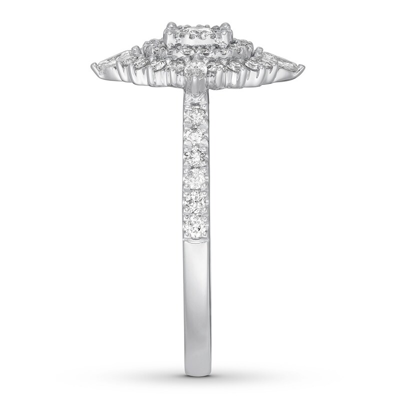 Diamond Engagement Ring 5/8 ct tw Round/Marquise 14K White Gold