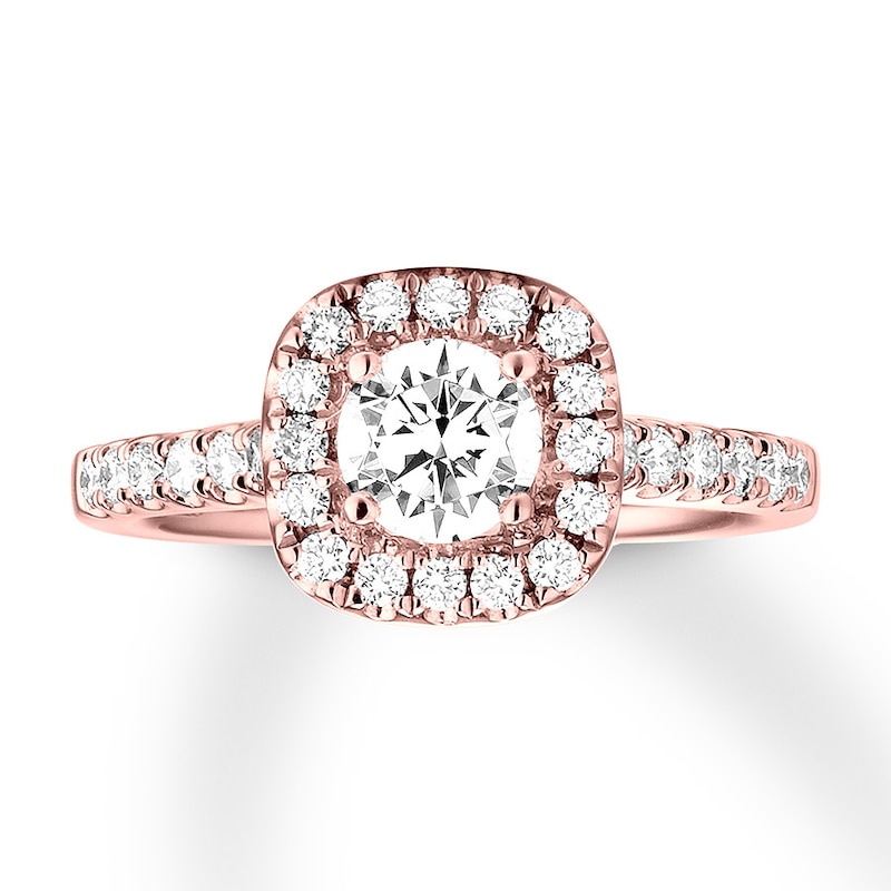 Diamond Engagement Ring 3/4 ct tw Round 14K Rose Gold with 360
